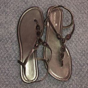 Black jeweled sandals